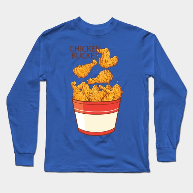 Chicken Bucket Long Sleeve T-Shirt by Mako Design 